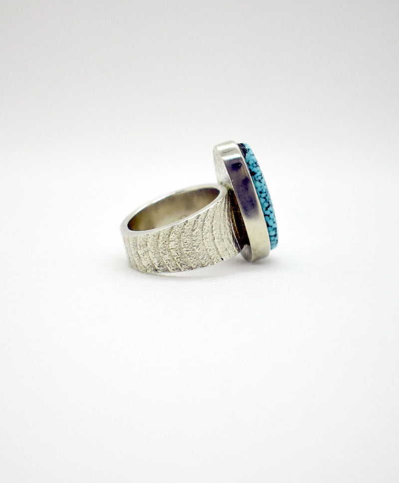 DARRYL BEGAY / KINGMAN SPIDER WEB TURQUOISE RING